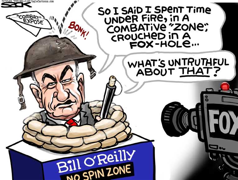 Political/Editorial Cartoon by Steve Sack, Minneapolis Star Tribune on Bill O’Reilly Upset