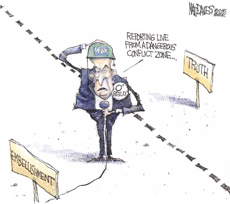 Political/Editorial Cartoon by Matt Davies, Journal News on Lefties Attack O’Reilly