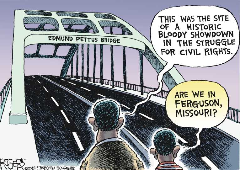 Political/Editorial Cartoon by Rob Rogers, The Pittsburgh Post-Gazette on Racial Tensions Escalating