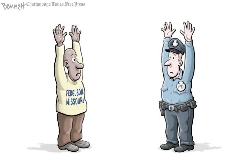 Political/Editorial Cartoon by Clay Bennett, Chattanooga Times Free Press on Racial Tensions Escalating