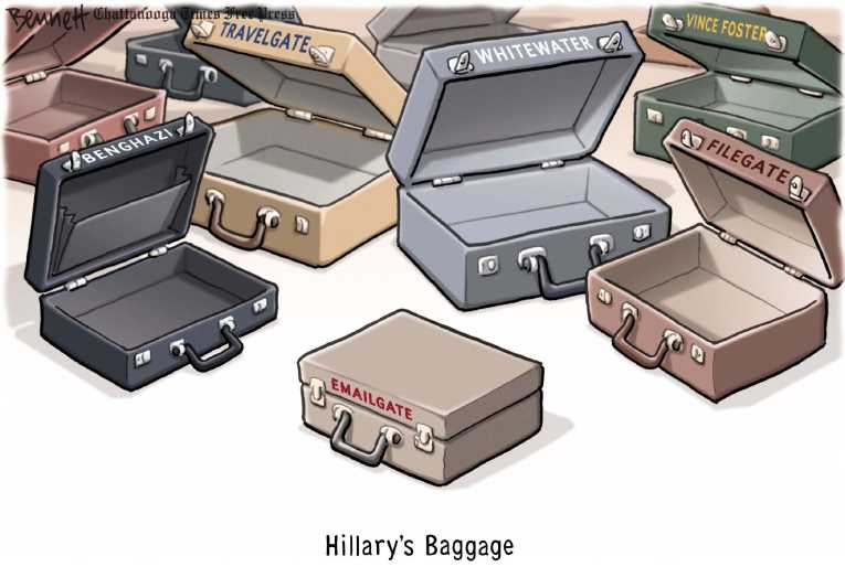 Political/Editorial Cartoon by Clay Bennett, Chattanooga Times Free Press on Hillary Reassures Nation
