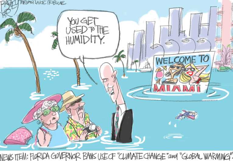 Political/Editorial Cartoon by Pat Bagley, Salt Lake Tribune on Ice Caps Melting
