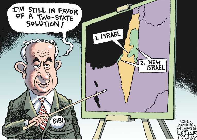 Political/Editorial Cartoon by Rob Rogers, The Pittsburgh Post-Gazette on Netanyahu Recants