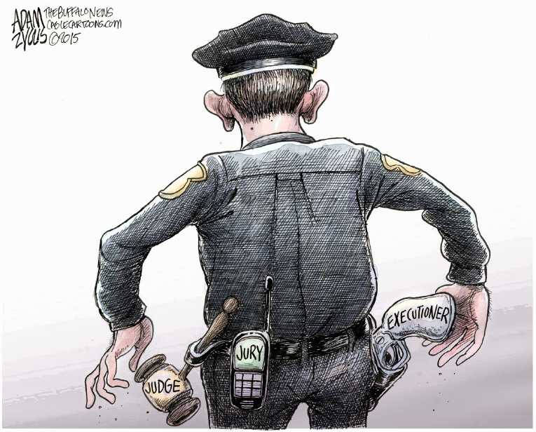 Political/Editorial Cartoon by Adam Zyglis, The Buffalo News on Policeman Charged With Murder