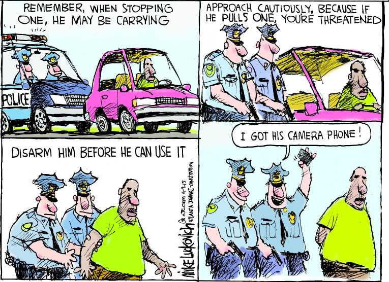 Political/Editorial Cartoon by Mike Luckovich, Atlanta Journal-Constitution on Policeman Charged With Murder