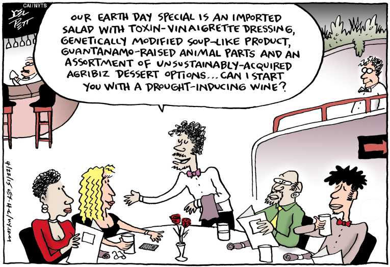Political/Editorial Cartoon by Joel Pett, Lexington Herald-Leader, CWS/CartoonArts Intl. on Planet Celebrates Earth Day