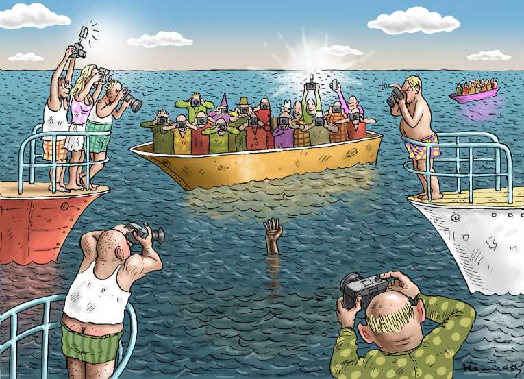 Political/Editorial Cartoon by Marian Kamensky, Slovakia on 700 Feared Dead in Mediterranean