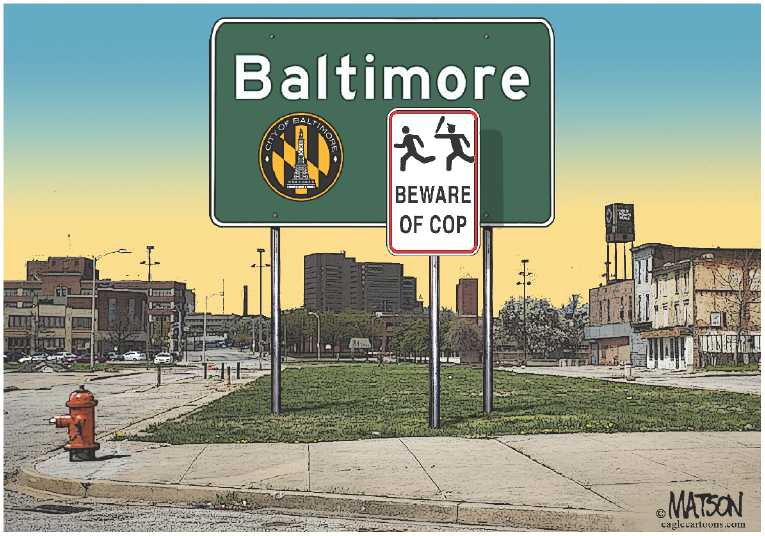 Political/Editorial Cartoon by RJ Matson, Cagle Cartoons on Baltimore Erupts