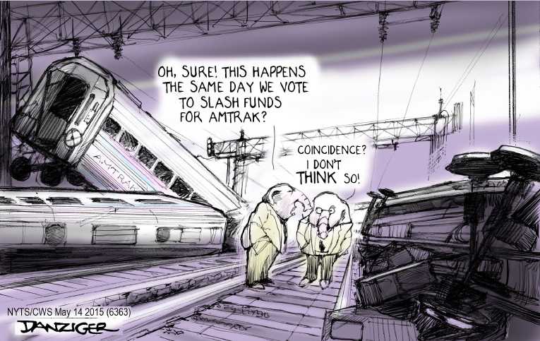 Political/Editorial Cartoon by Jeff Danziger, CWS/CartoonArts Intl. on Train Derailment Kills 8