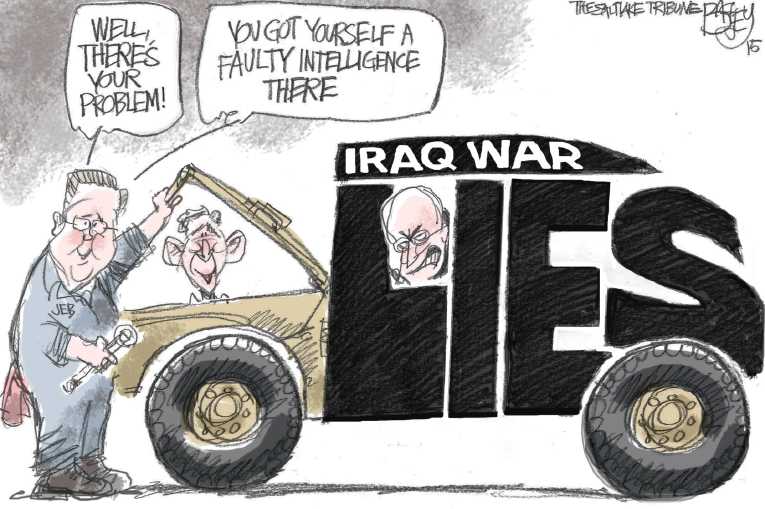 Political/Editorial Cartoon by Pat Bagley, Salt Lake Tribune on War Against Terror Escalates