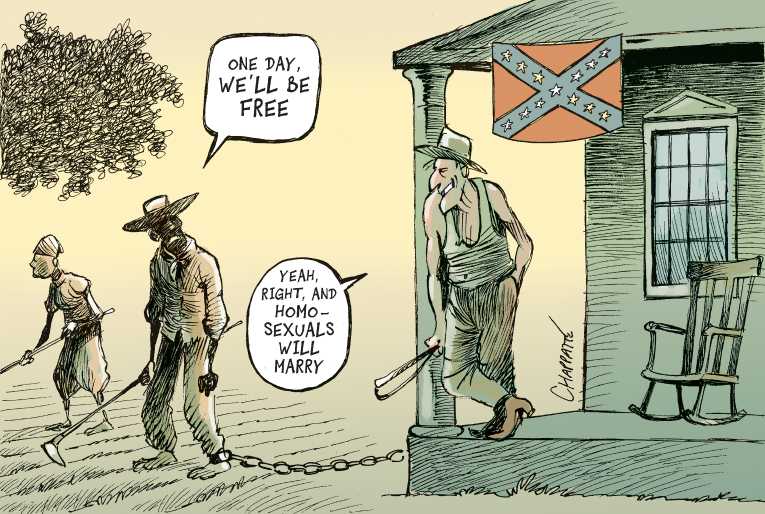 Political/Editorial Cartoon by Patrick Chappatte, International Herald Tribune on Southern States Remove Flag