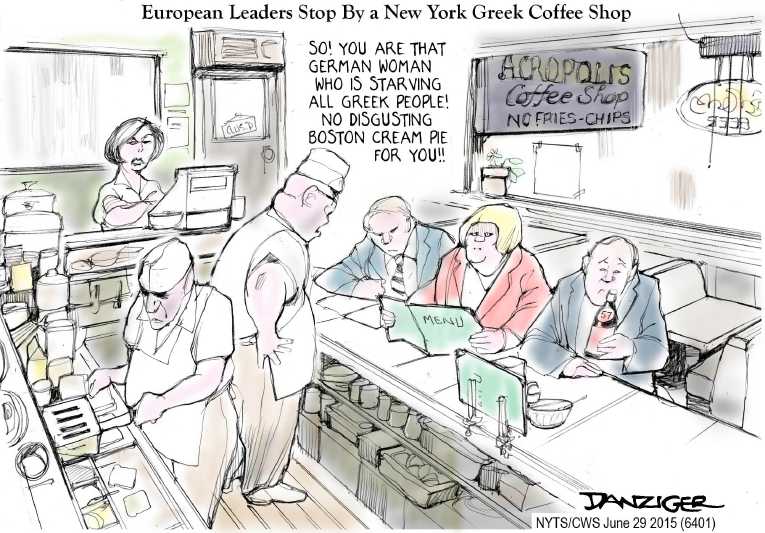 Political/Editorial Cartoon by Jeff Danziger, CWS/CartoonArts Intl. on Greece in Financial Crisis