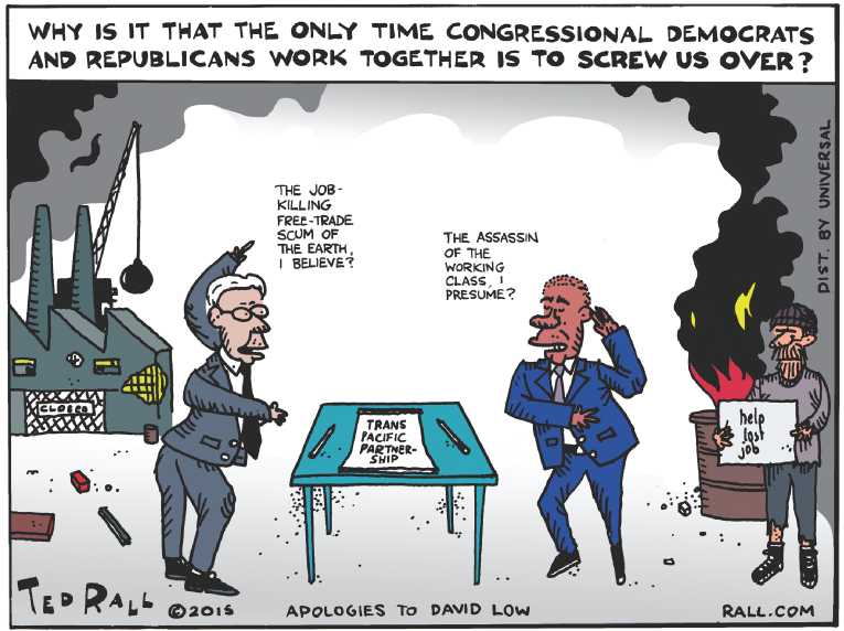 Political/Editorial Cartoon by Ted Rall on Congress OKs Fast-track Authority