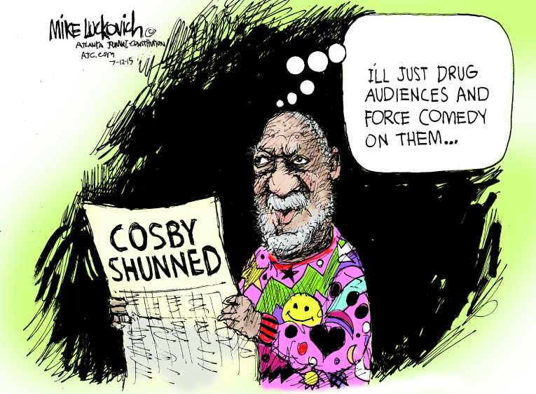 Political/Editorial Cartoon by Mike Luckovich, Atlanta Journal-Constitution on Cosby Testimony Unsealed