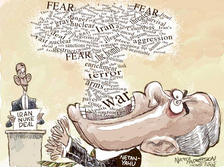 Political/Editorial Cartoon by Nick Anderson, Houston Chronicle on Iran Nuke Deal Reached
