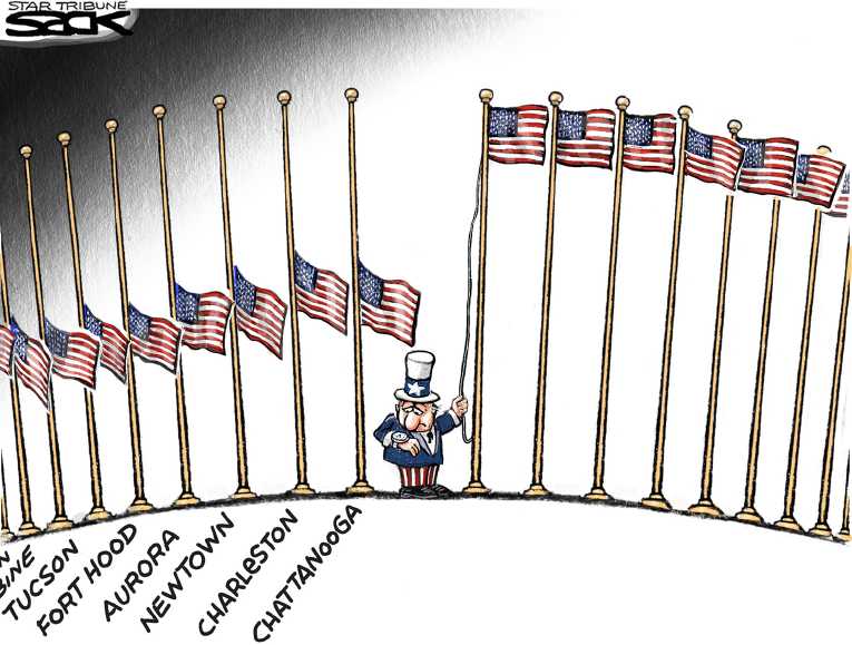 Political/Editorial Cartoon by Steve Sack, Minneapolis Star Tribune on Killings Continue