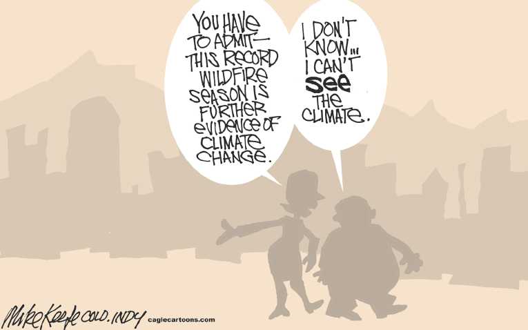Political/Editorial Cartoon by Mike Keefe, Denver Post on Record Heat, Record Drought