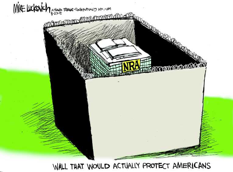 Political/Editorial Cartoon by Mike Luckovich, Atlanta Journal-Constitution on Newscasters Killed on Live TV