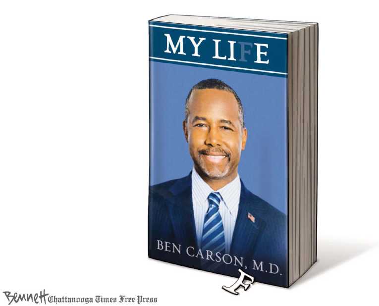 Political/Editorial Cartoon by Clay Bennett, Chattanooga Times Free Press on Trump, Carson Remain on Top