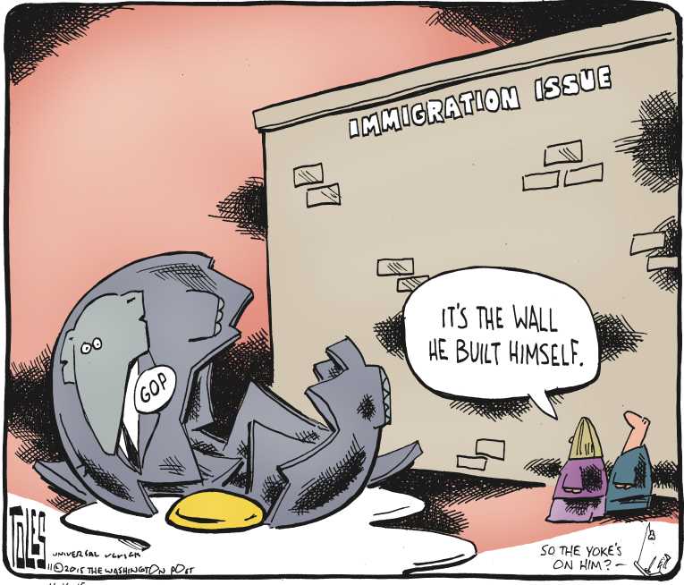 Political/Editorial Cartoon by Tom Toles, Washington Post on GOP Uses Attack Against President