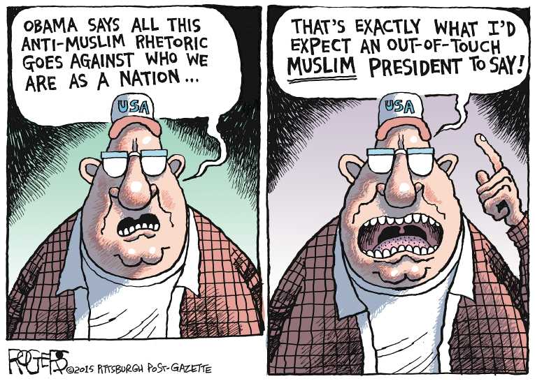Political/Editorial Cartoon by Rob Rogers, The Pittsburgh Post-Gazette on Refugee Debate Rages