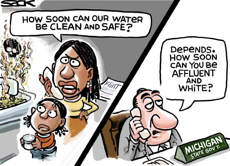 Political/Editorial Cartoon by Steve Sack, Minneapolis Star Tribune on Flint Residents Poisoned