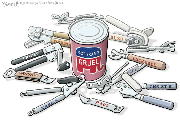 Political/Editorial Cartoon by Clay Bennett, Chattanooga Times Free Press on Trump Skips Debate