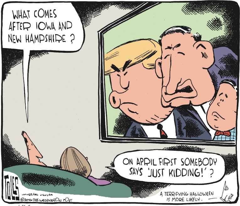 Political/Editorial Cartoon by Tom Toles, Washington Post on Trump Skips Debate