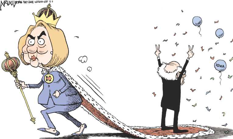 Political/Editorial Cartoon by Robert Ariail on Clinton Claims Victory