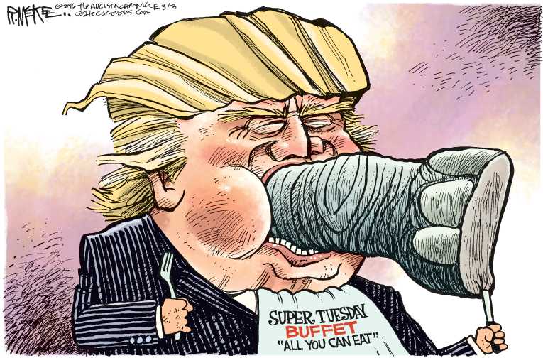 Political/Editorial Cartoon by Rick McKee, The Augusta Chronicle on Trump Wins Super Tuesday