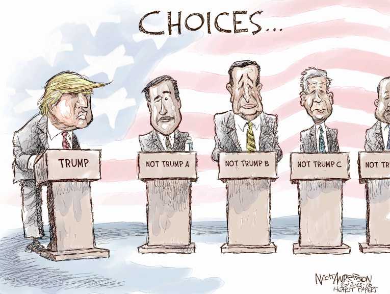 Political/Editorial Cartoon by Nick Anderson, Houston Chronicle on Trump Wins Super Tuesday