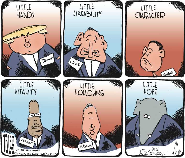 Political/Editorial Cartoon by Tom Toles, Washington Post on Trump Wins Super Tuesday