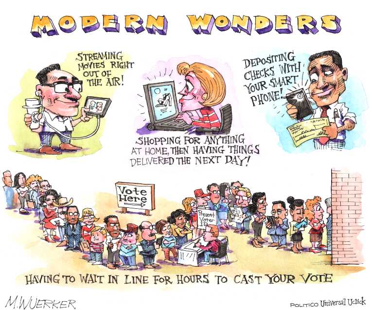 Political/Editorial Cartoon by Matt Wuerker, Politico on Voters Disenfranchised