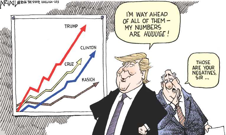 Political/Editorial Cartoon by Robert Ariail on Trump Sweeps Tuesday