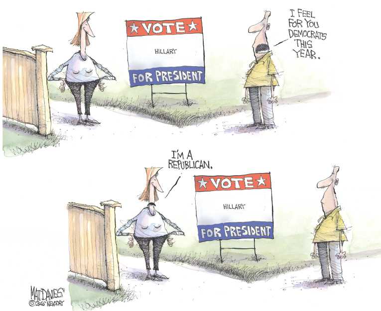 Political/Editorial Cartoon by Matt Davies, Journal News on Clinton Wobbling
