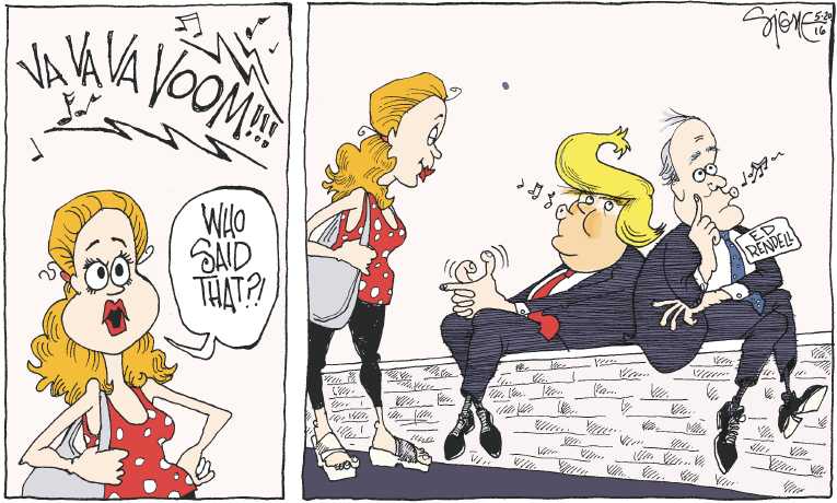 Political/Editorial Cartoon by Signe Wilkinson, Philadelphia Daily News on Trump Cruising