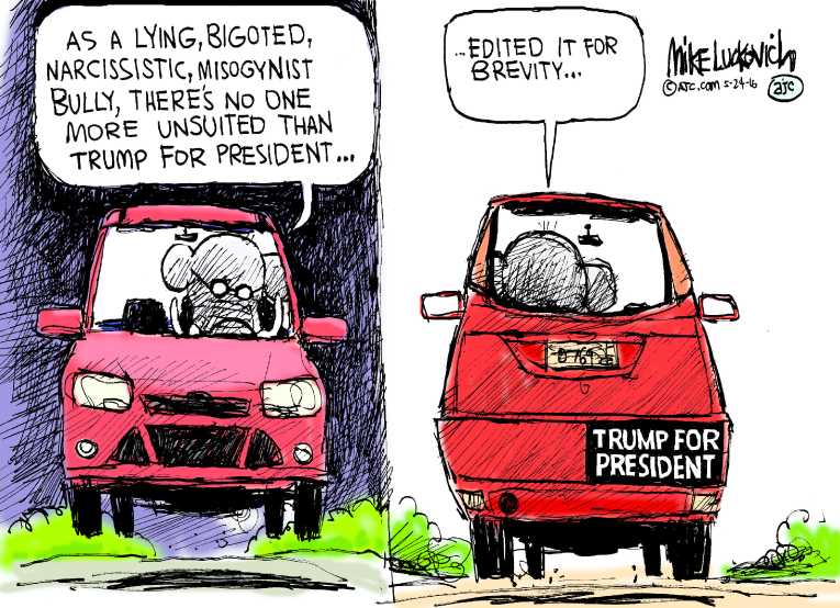 Political/Editorial Cartoon by Mike Luckovich, Atlanta Journal-Constitution on Trump Cruising