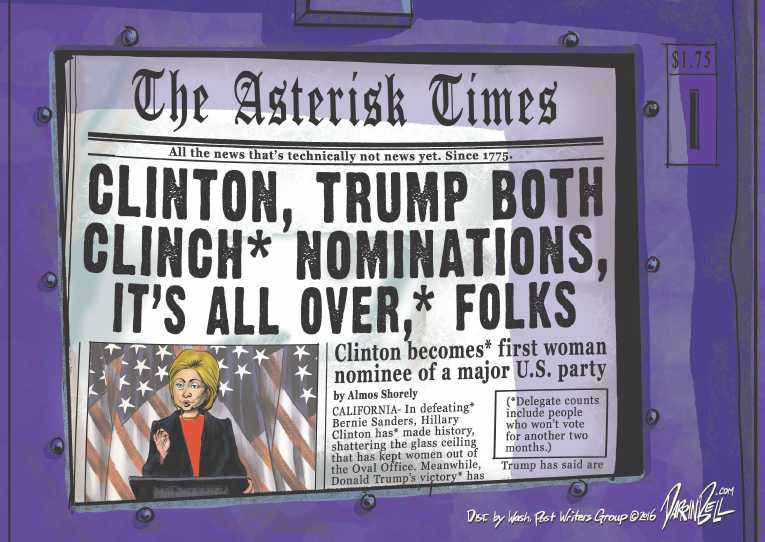 Political/Editorial Cartoon by Darrin Bell, Washington Post Writers Group on Hillary Almost Wins