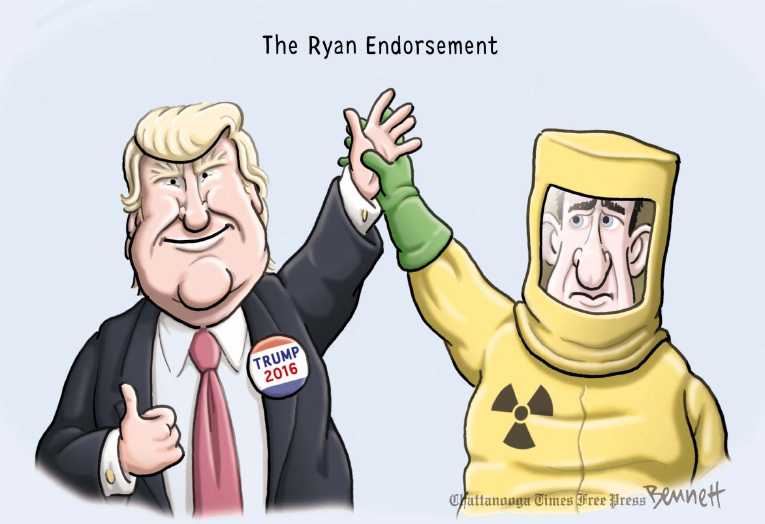 Political/Editorial Cartoon by Clay Bennett, Chattanooga Times Free Press on Dump Trump Movement Grows