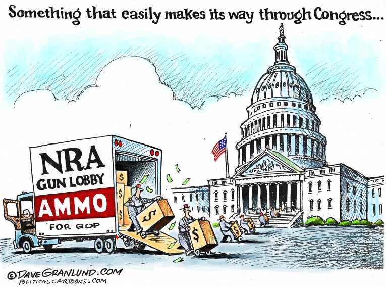 Political/Editorial Cartoon by Dave Granlund on Congress Rejects Gun Bills