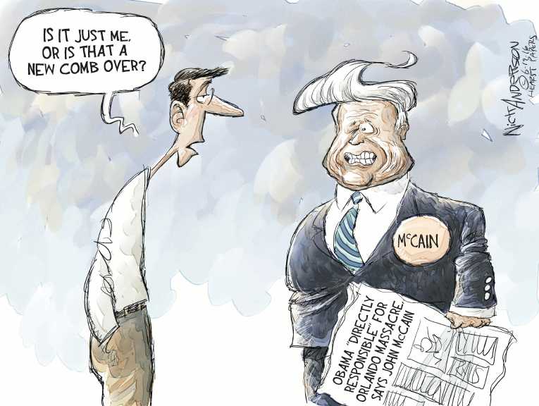 Political/Editorial Cartoon by Nick Anderson, Houston Chronicle on Congress Rejects Gun Bills