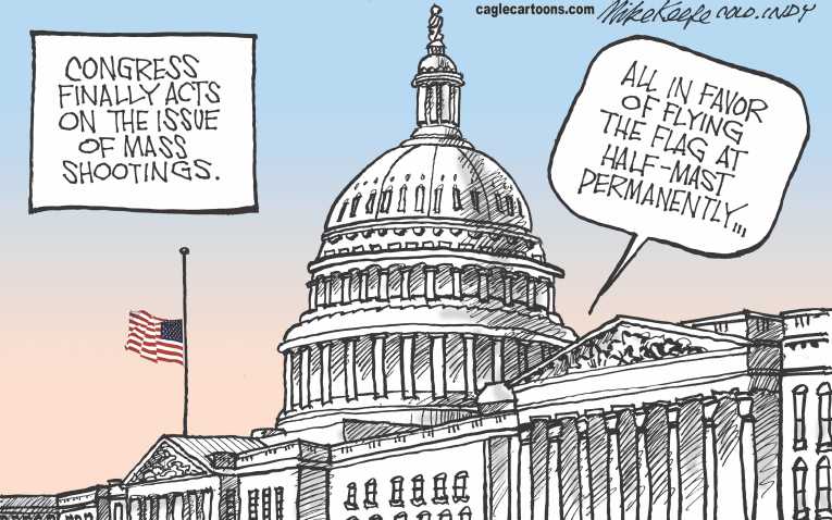 Political/Editorial Cartoon by Mike Keefe, Denver Post on Congress Rejects Gun Bills