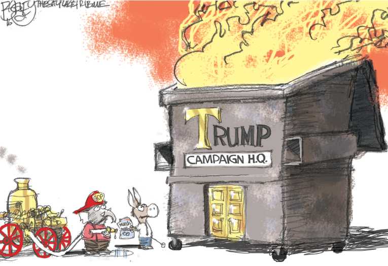 Political/Editorial Cartoon by Pat Bagley, Salt Lake Tribune on Dump Trump Movement Growing