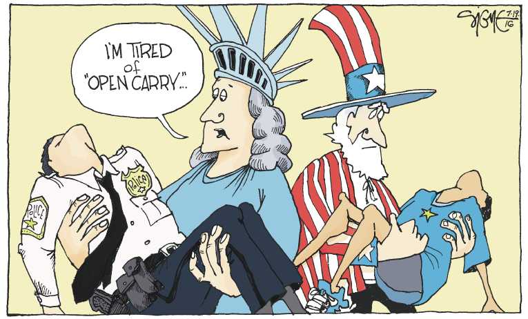 Political/Editorial Cartoon by Signe Wilkinson, Philadelphia Daily News on More Gun Deaths