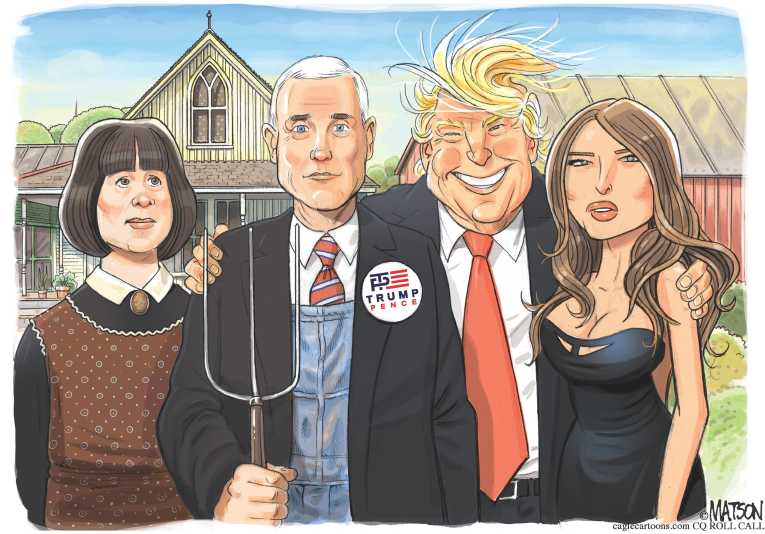Political/Editorial Cartoon by RJ Matson, Cagle Cartoons on Trump Taps Pence for VP