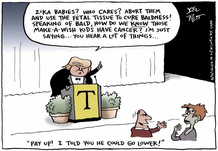 Political/Editorial Cartoon by Joel Pett, Lexington Herald-Leader, CWS/CartoonArts Intl. on Trump Stumbles