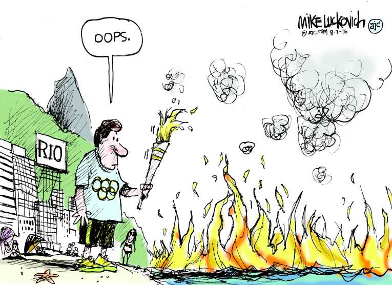 Political/Editorial Cartoon by Mike Luckovich, Atlanta Journal-Constitution on Olympic Games Captivate
