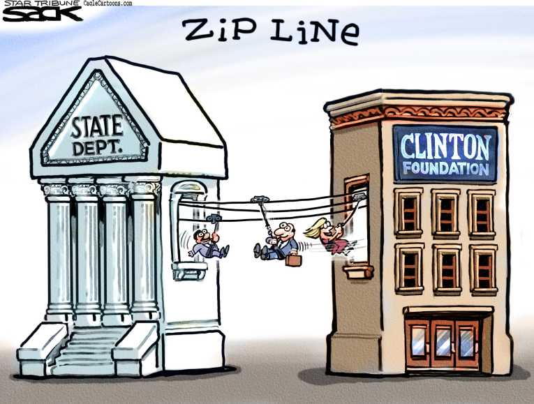 Political/Editorial Cartoon by Steve Sack, Minneapolis Star Tribune on Trump Blasts Obama, Clinton