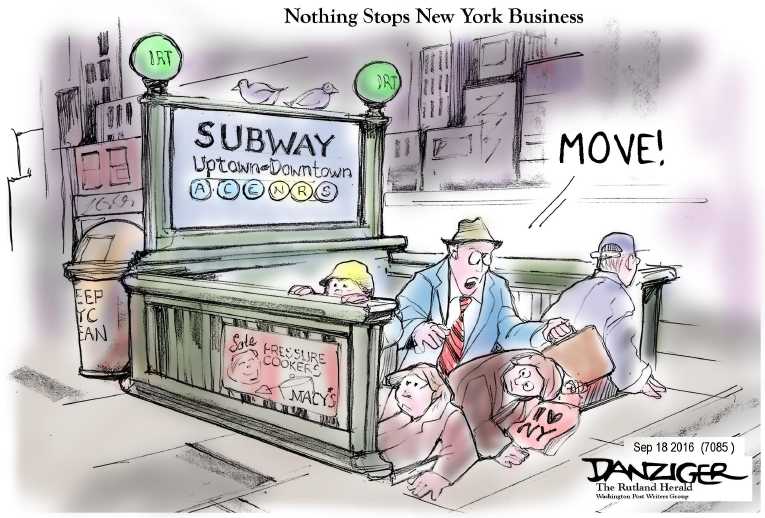 Political/Editorial Cartoon by Jeff Danziger on Terror Rocks New York