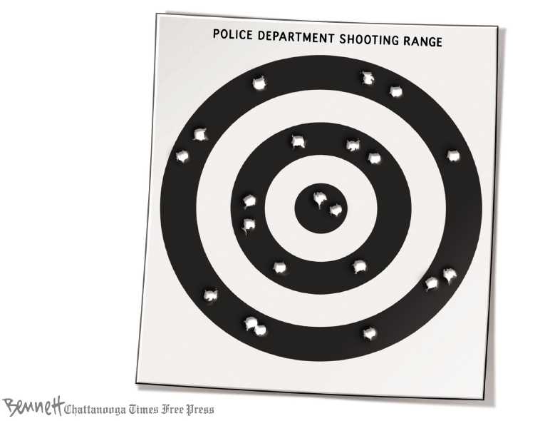 Political/Editorial Cartoon by Clay Bennett, Chattanooga Times Free Press on Police Kill Unarmed Black Man